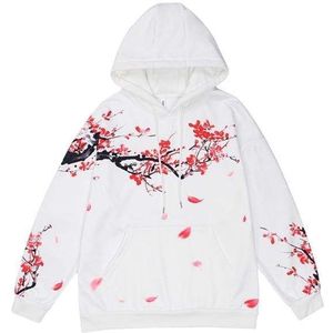 Cherry Blossom Hoodie Winter Koppels Sweatshirt Streetwear Oversized Harajuku Zwart Wit Hip Hop Trui Y2K Hoodies Mannen