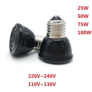 Mini Reptiel Infrarood Keramische Verwarming Lamp 110V 220V Warmte Emitter Gloeilamp 25W 50W 75W 100W