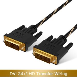 Gevlochten DVI 24 + 1 naar DVI Kabel Voor 1080P TV PS3 Loptap PCProjector Vergulde Male naar Male adapter 0.5m 1m 1.8m 3m 5m 10m 15m