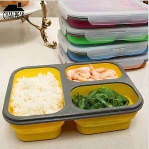 Opvouwbare Magnetron 1100Ml Siliconen Lunchbox Inklapbare Draagbare Grote Capaciteit Voedsel Container Lepel Kommen Opslag Bento Box
