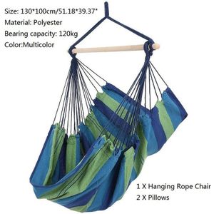 Outdoor Garden Swing Chair Hammock Chair Hanging Chair With 2 Pillows Adults Kids Polyester Hammock Hanging Rope Chair Swing Bed