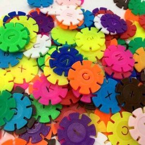 400 Stks/partij 3D Puzzel Plastic Sneeuwvlok Gebouw Kids Vlokken Grijpende Plastic Disc Set Bouw Kinderen Speelgoed