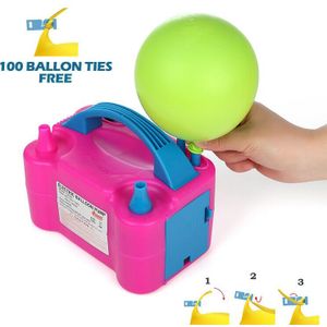 Draagbare Elektrische Ballon Inflator Pomp Eu/Us/Uk Plug Dubbele Gat Nozzle Air Compressor Opblaasbare Elektrische Ballon Lucht blower