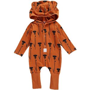 Pasgeboren Baby Meisjes Jongens Lange Mouwen Romper Hooded Beer Oren Jumpsuits Lange Mouw Lente Herfst Outfits