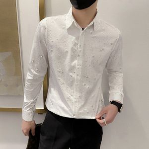 Tuxedo Shirts Mannen Lange Mouwen Camisa Masculina Zwart Wit Casual Slim Fit Mannen Dress Shirts Streetwear Sociale Tops Star Print