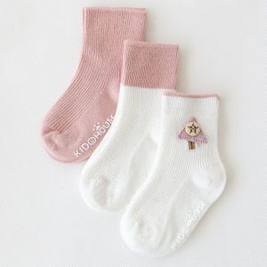 3 Paren/partij Herfst Winter Baby Sokken Dubbele Naald Doseren Anti-Slip Kinderen Socking Voor Baby Jongens Meisjes Katoen buis Sokken