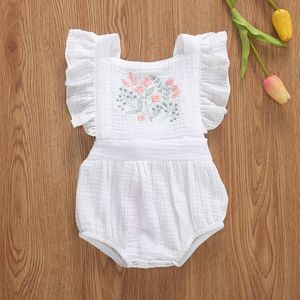 Pudcoco Pasgeboren Baby Jongen Meisje Kleding Mouwloze Ruffle Borduren Katoen Romper Jumpsuit Een Stuk Outfit Sunsuit Zomer Set