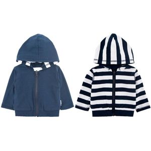 Honeyzone Omkeerbare Jas Jas Voor Baby Meisjes Jongens Lente Herfst Mode Blauwe Katoenen Baby Jas Kinderen Tops Met Rits