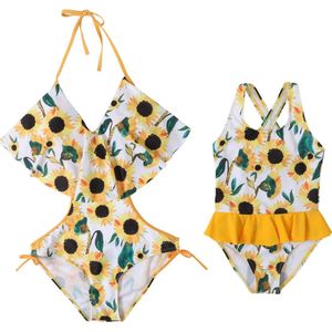 Mom & Meisjes Badpak Een stuk Ruche Stijl kinderen Badmode Familie Bijpassende Kleding Moeder & Dochter swimsuit-SW408