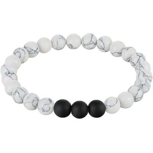 LIVVY Zwarte en witte steen 8mm mannen armband parel armband balans vrouwen bidden armband gem aura yoga AS225