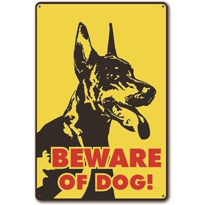 Vintage Pub Muur Decor Decoratieve Plaat Beware Aandacht Voorzichtigheid Gedrukt Metal Home Craft Bar Hond Waarschuwing Veiligheid Sticker