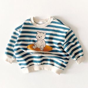 Herfst Baby Gestreepte Sweater Katoen Lange Mouwen Cute Bear Print Sweater Voor Jongens Meisjes Tops Baby Kleding