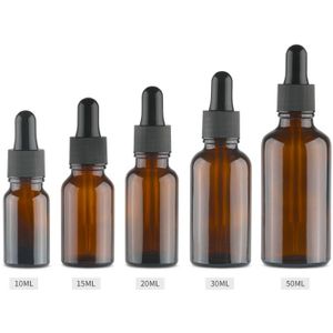 10 Stks/partij Bruin Amber Fles Glas Aromatherapie Vloeistof Druppelaar Essentiële Basic Massage Olie Pipet Hervulbare Flessen