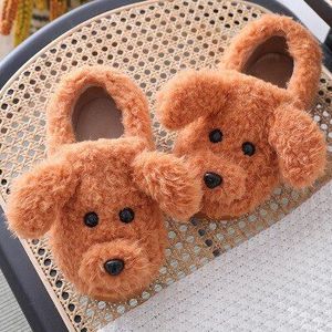 Winter Kids Slippers Peuter Meisjes Dier Hond Flip Flop Pluche Moederschap Mama Zwangere Indoor Schoenen Warm Huis Kinderen Slippers