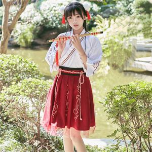 Zomer Vrouw Japanse Traditionele Jurk Borduurwerk Oude Mode Kimono Meisjes Japanse Stijl Kleding Outfits Lace Up Rok