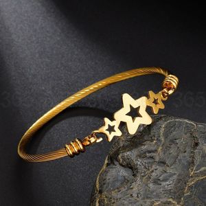 Charm Rvs Hollow Star Armband Vrouwen Gouden Eenvoudige Geometrische Zomer Armband Party Bruiloft Sieraden Accessoires