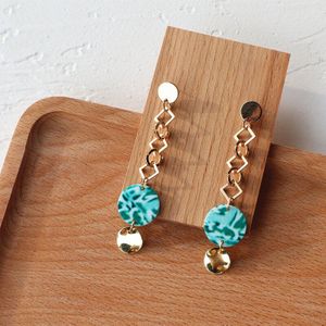 Aomu Mode Geometrische Onregelmatige Ronde Groen Luipaard Print Earring Voor Vrouwen Chic Party Sieraden Accessoires