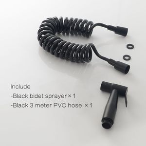 Black & Chrome Bidet Sproeier Kit. Metalen Wall Mounted Handheld Bidet Kraan Set 3 Meter Douche Slang