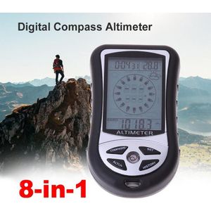 8 In 1 Elektronische Handheld Kompas Hoogtemeter Barometer Thermometer Weersverwachting Tijd Kalender Hoogtemeter