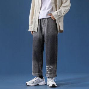 Privathinker Mode Gradiënt Denmin Broek Voor Mannen Koreaanse Rechte Jeans Harajuku Brief Gedrukt Man Casual Broek