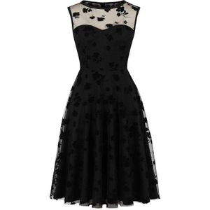 Tonval Bloemen Geborduurde Mesh Overlay Elegante Hoge Taille Zwarte Jurken Voor Vrouwen Mouwloze Een Lijn Winter Party Dress
