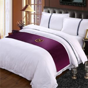 Rayuan Paars Suede S Teken Deken Voor Beddengoed Bed Runner Sprei Bed Cover Hotel Beddengoed Decor Koningin King Size