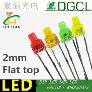 2mm DIP LED diffuus indicator Platte top led diode 2mm ROOD/GROEN/GEEL/ORANJE licht emitting diode (CE & Rosh)