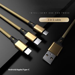 10Pcs Usb Type C Micro 3 In 1 Snelle Kabel Voor Iphone Ios Samsung Xiaomi Redmi Note 7 2.4A quick Oplaadsnoer Mobiele Telefoon Huawei