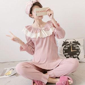Postpartum Moeder Pyjama Set Katoen Moederschap Top + Broek Verpleging Nachtkleding Turn-Down Kraag Zwangere Vrouwen Clothings