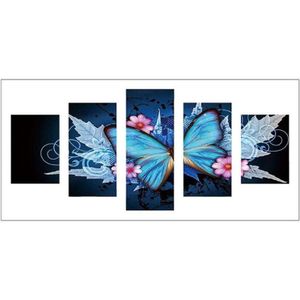 -Vlinder 5D DIY Volledige Boor Kleurrijke Diamant Schilderij 5-pictures Combinatie Kit Set