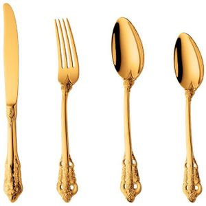 4 stuks Bestek Set Roestvrij Stalen Lepel Diner Vork Mes Europese Gouden Tafel Bestek Sets Koninklijke Servies Luxe Servies Set