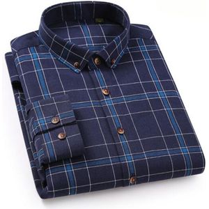 Mannen Met Lange Mouwen Plaid Gedrukt Contrast Kleur Slim Fit Turn-down Kraag Enkele Breasted Vierkante Teen Koreaanse Stijl Grote size Doek