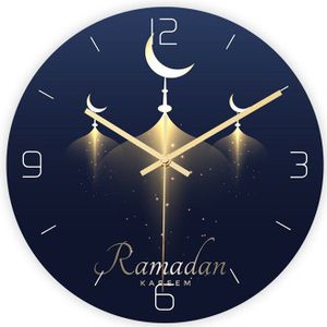 Gelukkig Eid Mubarak Moslim Patroon Wandklok Stereo Acryl Mute Klokken Muur Home Decor Slaapkamer Woonkamer Meubels Vintage Art