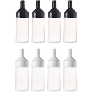 8 Pack Kruiderij Squeeze Flessen, Salade Tomatensaus Fles Voedsel Dispenser Voor Olie, voor Keuken Bbq Gebruik-Black &amp; White