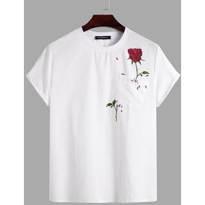 Mannen T-shirt Bloemenprint Katoen Ademend Korte Mouw O Neck Camiseta Streetwear Zomer Casual Tee Tops Incerun Plus size