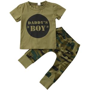 Camouflage Culturele T-shirt Broek Outfits voor Baby Meisje Jongen 'Daddy jongen Meisje ''Family Match Korte Mouw Tops Lange Leggs set