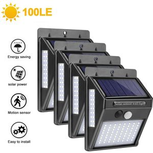 Didihou 100 Led Solar Light Outdoor Solar Lamp Pir Motion Sensor Wandlamp Waterdichte Zonne-energie Zonlicht Voor Tuin