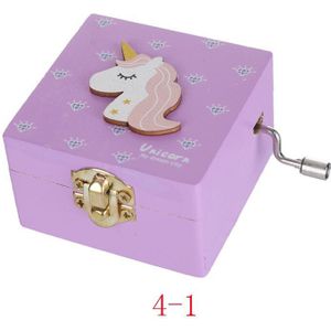 Houten Eenhoorn Muziekdoos Hand-Meisjes Sieraden Musical Box Toygame Doos Speciale Souvenir Voor Baby Kind Baby Meisje