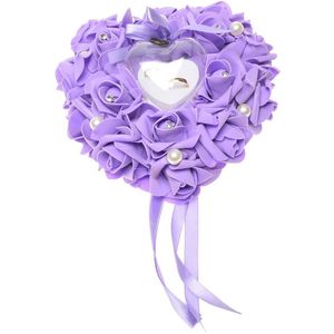 1 Pc Hart-Vorm Rose Bloemen Wedding Ring Box Ring Kussen Sieraden Case Houder Decor Bruiloft Decoratie Benodigdheden gratis
