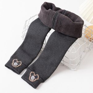 Warme Leggings Voor Meisjes Kinderen Tieners Skinny Broek Fleece Gevoerde Katoen Herfst Winter Mode Baby Meisje Leggin Gebreide Boog 2-12T