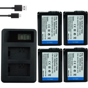 4 * NP-FW50 NP FW50 FW50 Batterij + LCD USB Dual Charger voor Sony A6000 5100 a3000 a35 A55 a7s II alpha 55 alpha 7 A72 A7R Nex7
