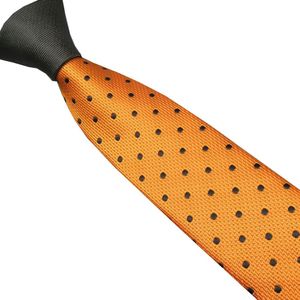 LAMMULIN mannen Banden Black Knot Contrast Oranje met Zwarte Stip Jacquard Stropdas Microfiber Skinny Tie 6 cm