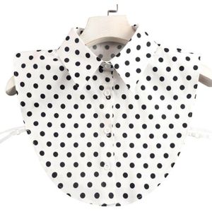 Koreaanse Stijl Vrouwen Vintage Polka Dot Print Afneembare Half Shirt Blouse Button Down Zwart Wit Revers Valse Nep Kraag Dickey C