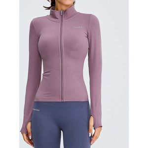 Winter Sport Jacket Zip Up Slim Fit Workout Jassen Vrouwen Lange Mouw Top Duim Gat Hoge Kraag Dames Tops Yoga running Shirt