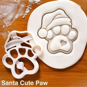 Kerstman Poot Plastic Cookie Cutter Cake Biscuit Mold, Kerstmis Baking Tool, Huisdieren Hond Cookie Stempel, puppy Stempel