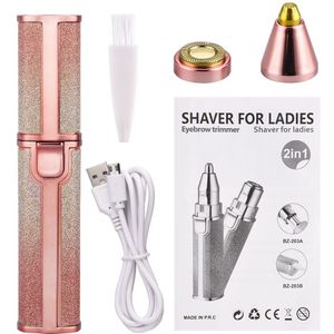 Ckeyin 2 In 1 Vrouwen Epilators Elektrische Wenkbrauw Trimmer Ontharen Dame Scheerapparaat Gezicht Scheermes Usb Oplaadbare Hair Remover Vrouwelijke