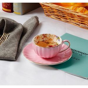 XINCHEN - Pompoen Koffiekopje en Schotel - Bone China - 201-300ml - Milieuvriendelijk