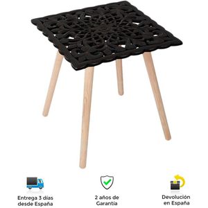 Mandala Bijzettafel, Vierkant, Zwart, Minimalistische, En Functionaliteit, Moderne Touch, Woonkamer, kantoor, Eetkamer, Slaapkamer