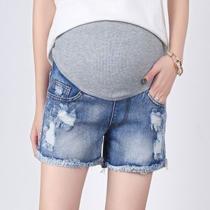 Zomer Mode Moederschap Ripped Shorts Denim Jeans Korte Broek voor Zwangere Vrouwen Gaten Buik Zorg Broek Zwangerschap Kleding
