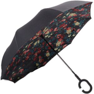 Winddicht Reverse Vouwen Dubbele Laag Omgekeerde Paraplu Zelf Stand Binnenstebuiten Regen Bescherming C-Haak Handen Voor Vrouwen Kinderen